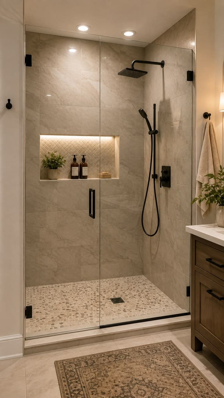 Gömme Nişli Ahşap Kaplama Banyo Dolabı